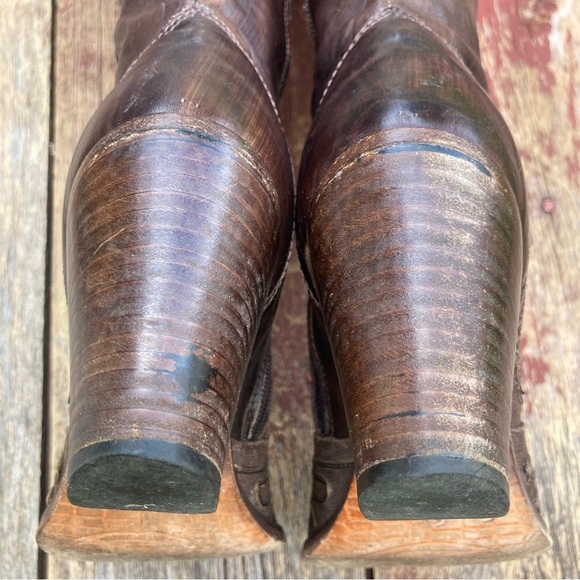 💙Siren by Mark Nason  Rose Embroidered Brown Leather Cowboy Boots - Picture 12 of 16